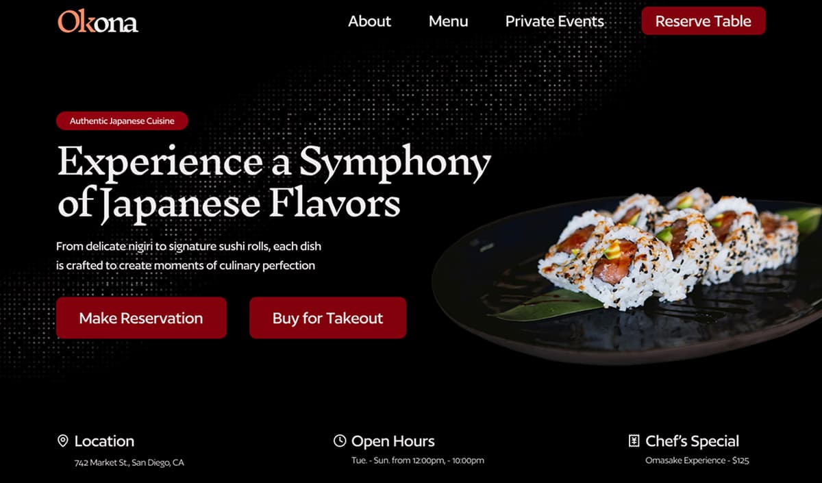 Okona Sushi Restaurant Hero image